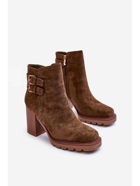 Heeled Suede Boots Olive Makeline