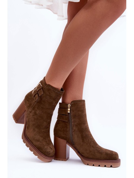 Heeled Suede Boots Olive Makeline