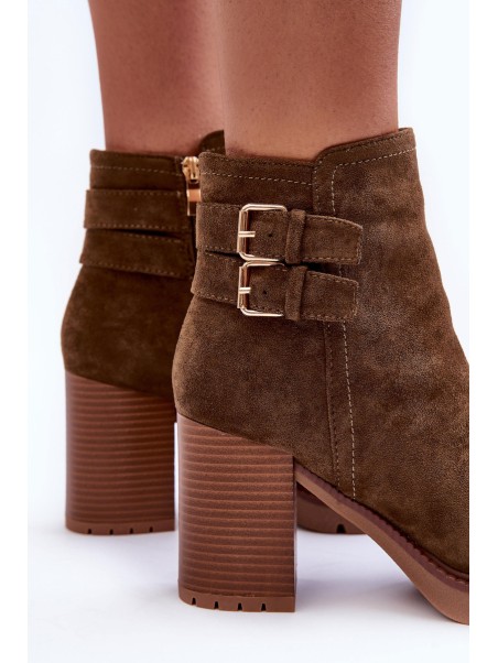 Heeled Suede Boots Olive Makeline
