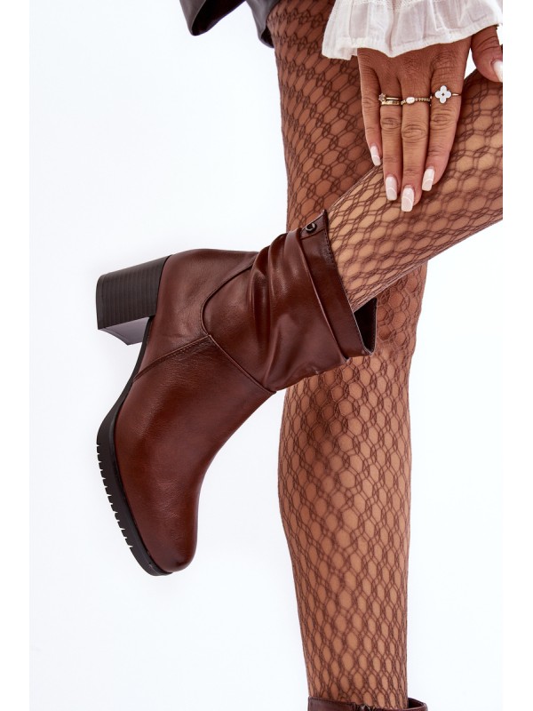 Women's Ruched Booties On Heel Brown Liriam