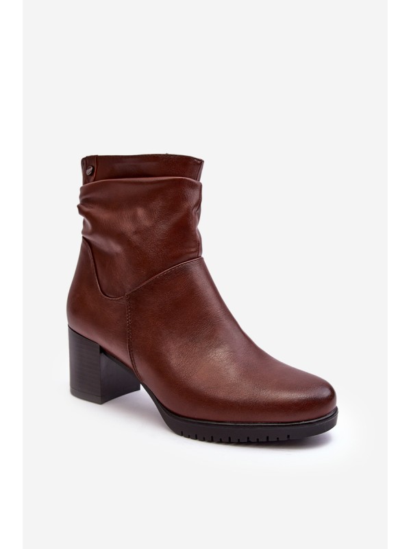 Women's Ruched Booties On Heel Brown Liriam 2