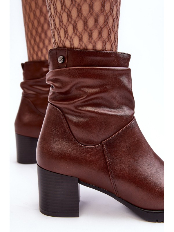 Women's Ruched Booties On Heel Brown Liriam