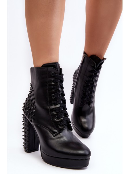 Women's Ankle Boots with Studded Heels Black Alemilla