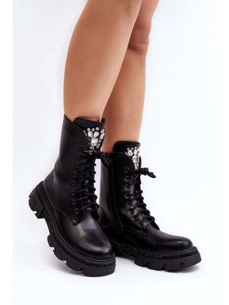 Women's Workery Boots with Decoration Black Ventora