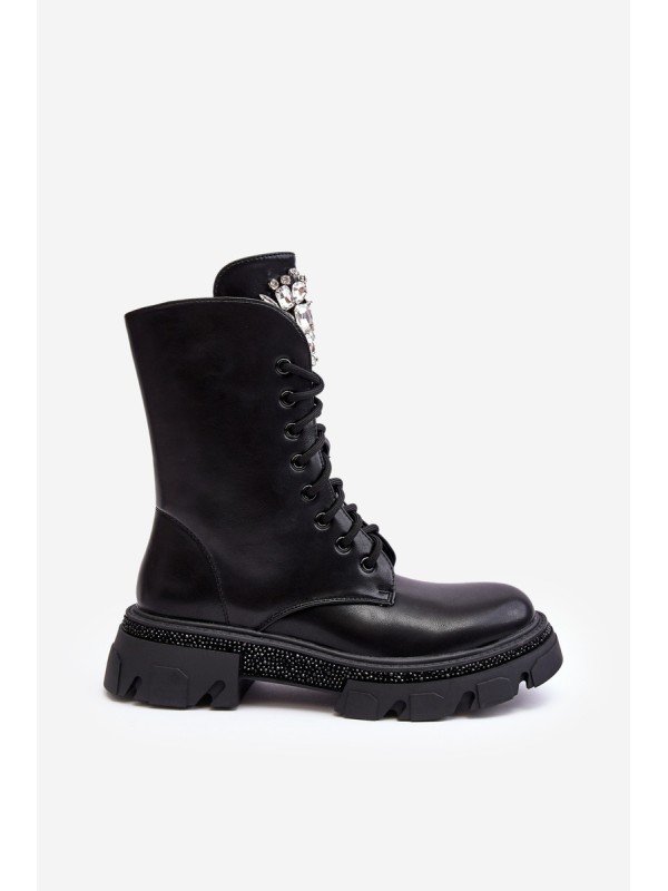 Women's Workery Boots with Decoration Black Ventora