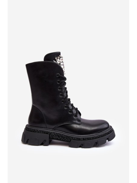 Women's Workery Boots with Decoration Black Ventora