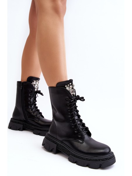 Women's Workery Boots with Decoration Black Ventora