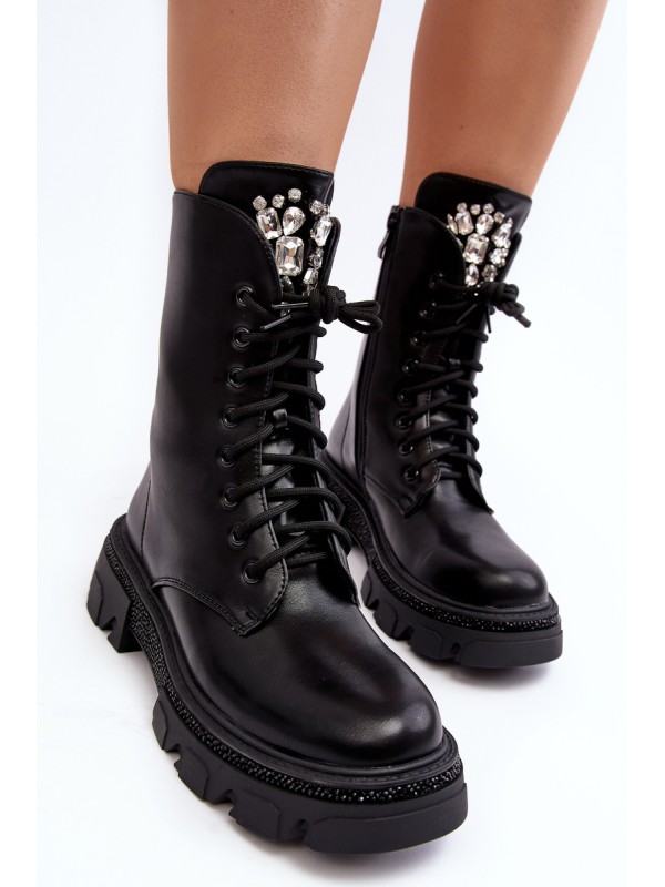 Women's Workery Boots with Decoration Black Ventora