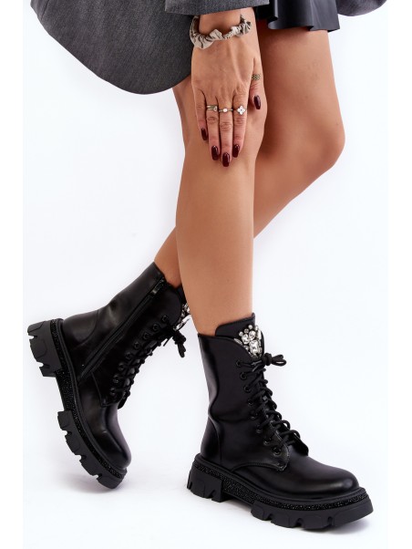 Women's Workery Boots with Decoration Black Ventora