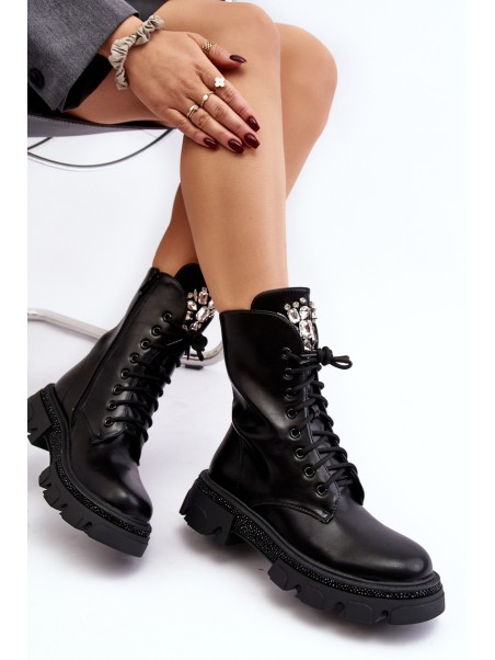 Women's Workery Boots with Decoration Black Ventora