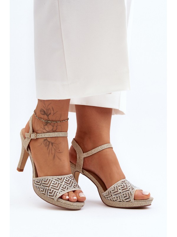 Embellished High Heel Sandals D&A MR1038-44 Gold 2
