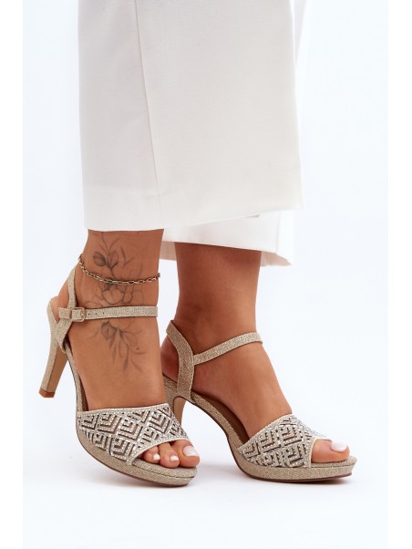 Embellished High Heel Sandals D&A MR1038-44 Gold