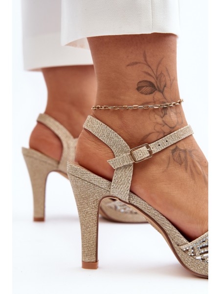 Embellished High Heel Sandals D&A MR1038-44 Gold
