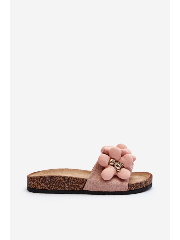 Women's Pink Embellished Slippers Bunlia