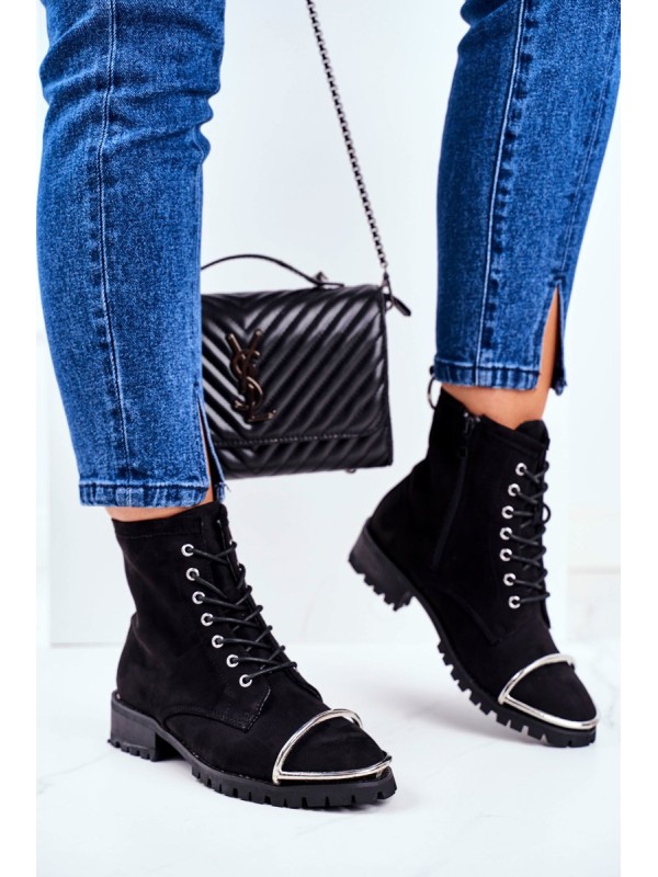 Women's Boots Lu Boo Black Suede Workers with Steel Frame Jacksy