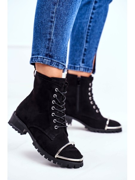 Women's Boots Lu Boo Black Suede Workers with Steel Frame Jacksy