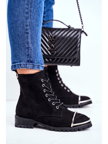 Women's Boots Lu Boo Black Suede Workers with Steel Frame Jacksy