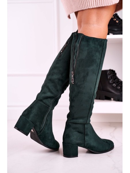 Women's suede boots Sergio Leone green KZ273