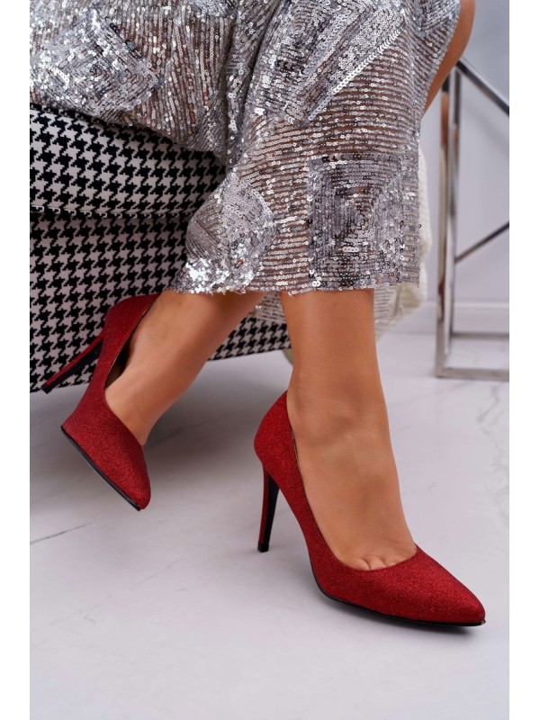 Lu Boo Women's Stilettos Brocade Red D-57 Valerii