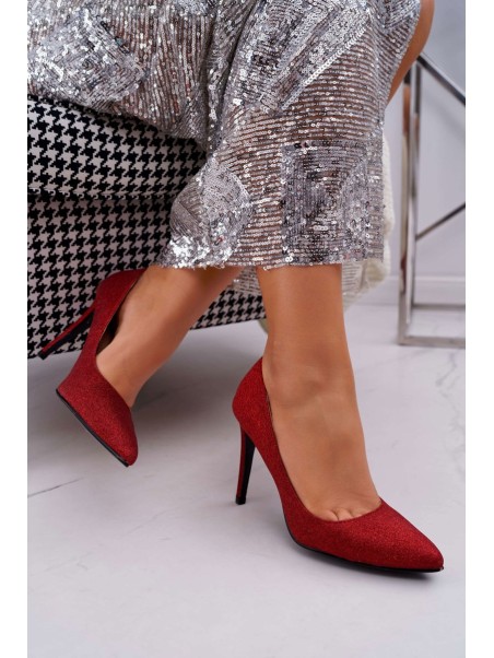 Lu Boo Women's Stilettos Brocade Red D-57 Valerii