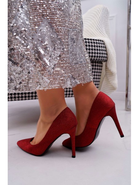 Lu Boo Women's Stilettos Brocade Red D-57 Valerii