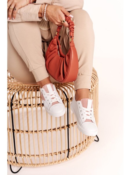Women's Leather Sneakers With A Star BIG STAR DD274691 White-Pink