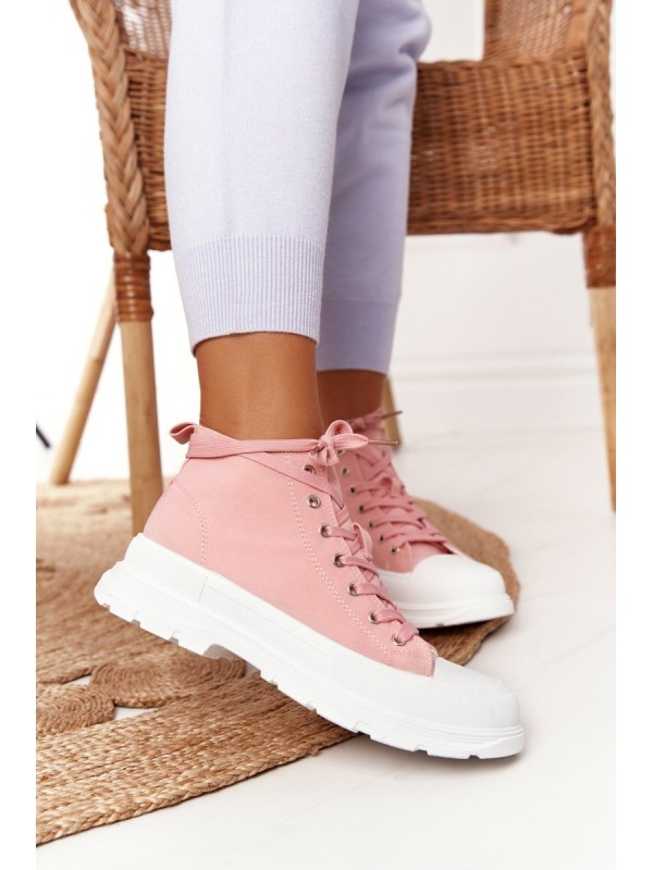 Women's High Sneakers On A Chunky Sole Pink Trissy