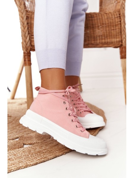Women's High Sneakers On A Chunky Sole Pink Trissy