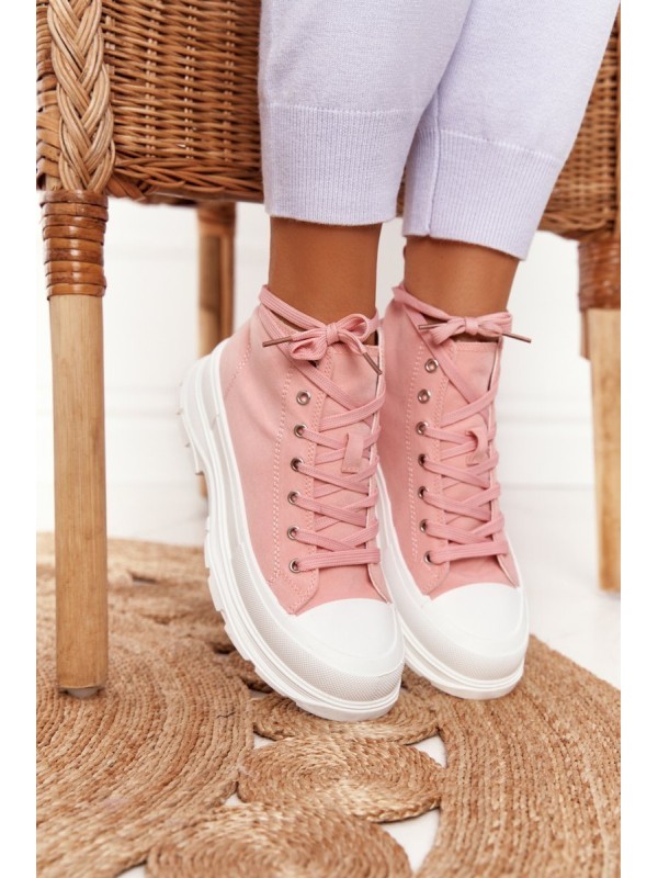 Women's High Sneakers On A Chunky Sole Pink Trissy
