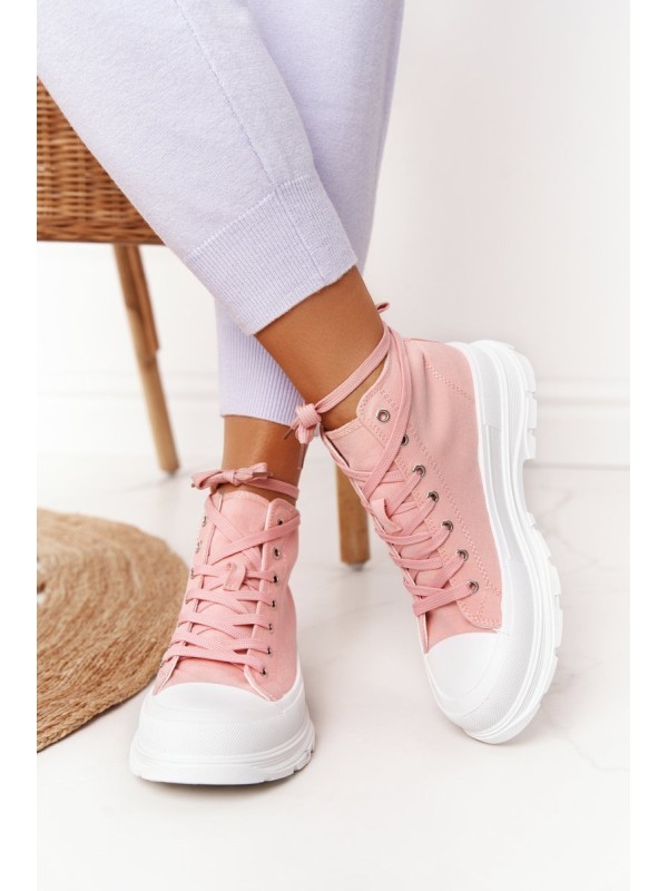 Women's High Sneakers On A Chunky Sole Pink Trissy
