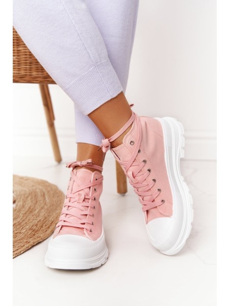Women's High Sneakers On A Chunky Sole Pink Trissy