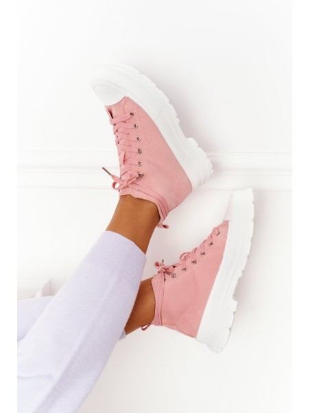 Women's High Sneakers On A Chunky Sole Pink Trissy