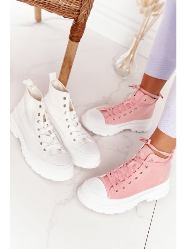 Women's High Sneakers On A Chunky Sole Pink Trissy