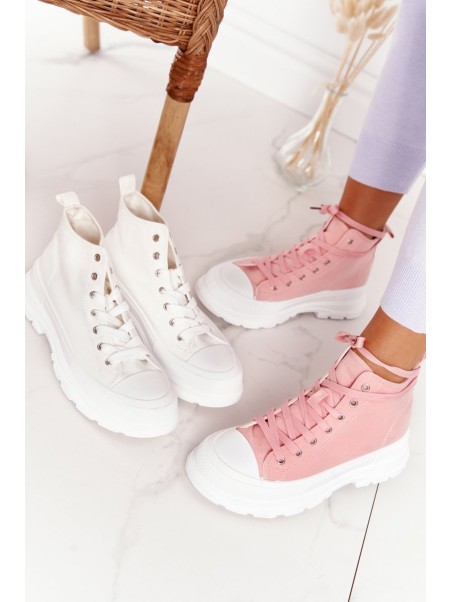 Women's High Sneakers On A Chunky Sole Pink Trissy