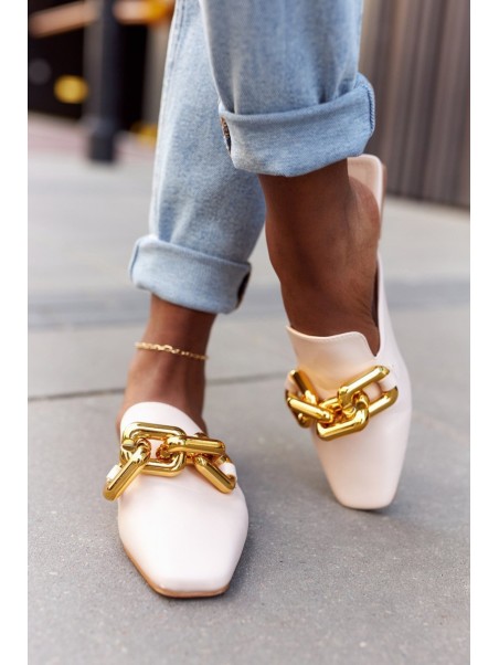 Women's Slippers With Chain Beige Call On Me