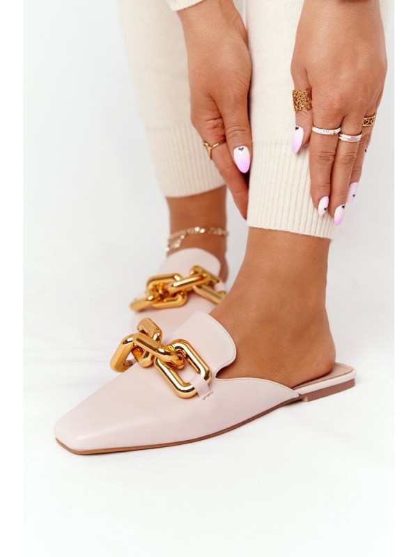 Women's Slippers With Chain Beige Call On Me