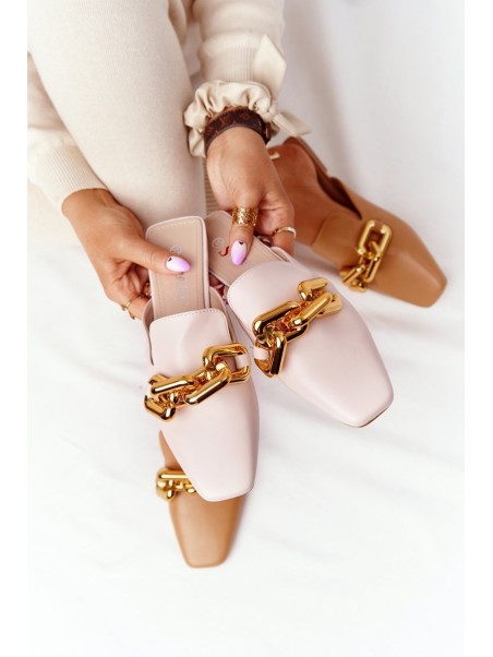 Women's Slippers With Chain Beige Call On Me