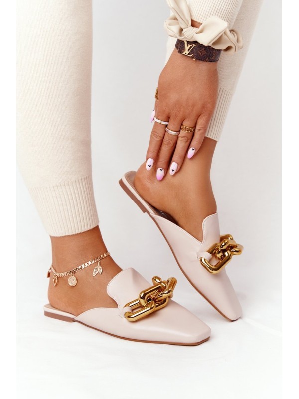 Women's Slippers With Chain Beige Call On Me