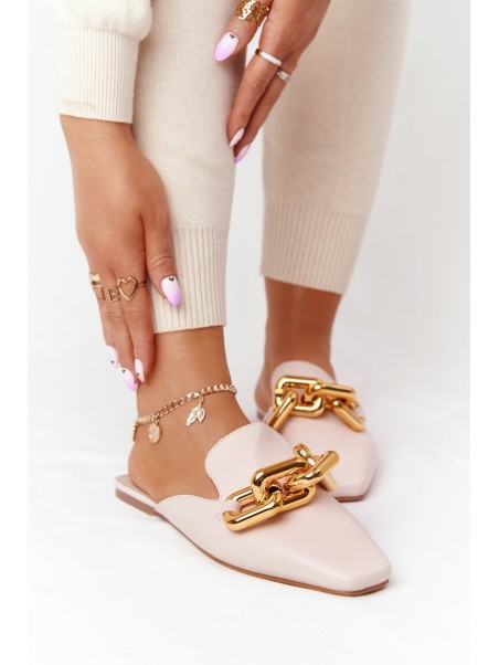 Women's Slippers With Chain Beige Call On Me