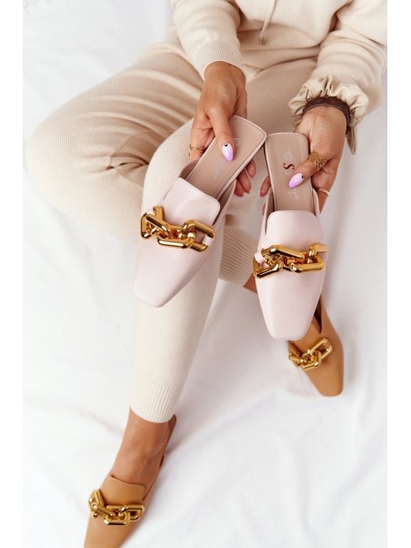 Women's Slippers With Chain Beige Call On Me