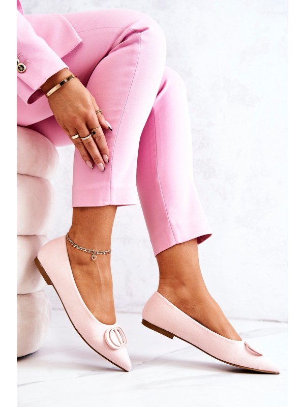 Suede Pointed Ballerinas Light Pink Neriso 2