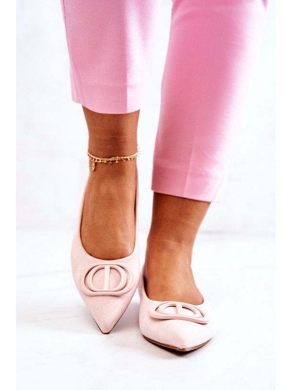 Suede Pointed Ballerinas Light Pink Neriso