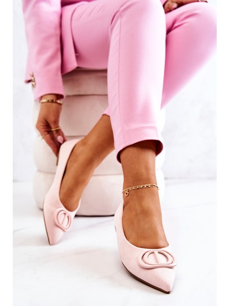 Suede Pointed Ballerinas Light Pink Neriso