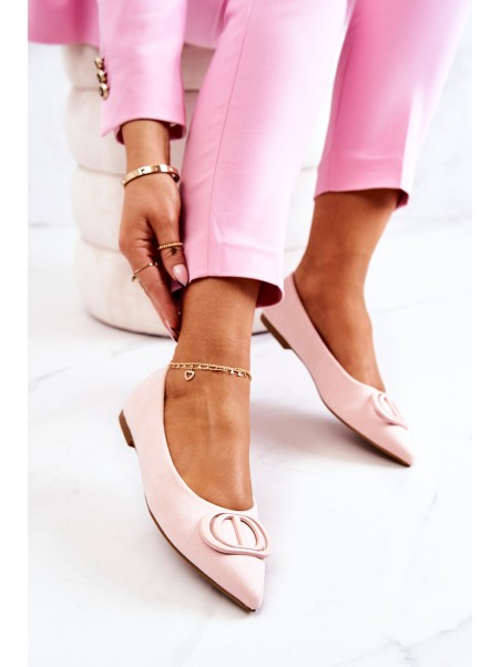Suede Pointed Ballerinas Light Pink Neriso