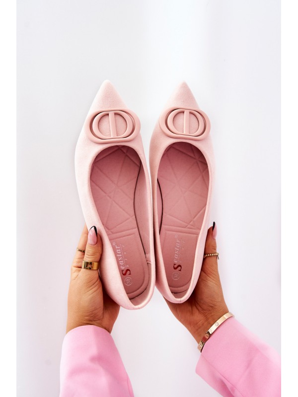 Suede Pointed Ballerinas Light Pink Neriso