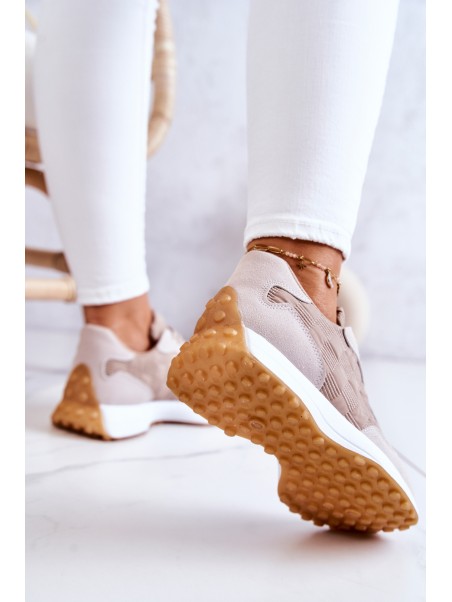 Classic Sports Shoes Tied Beige Patrice