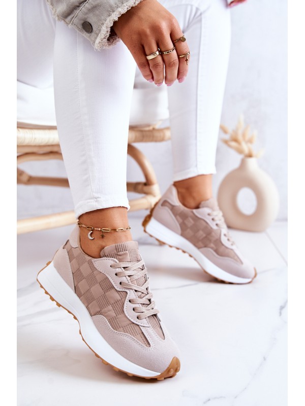 Classic Sports Shoes Tied Beige Patrice