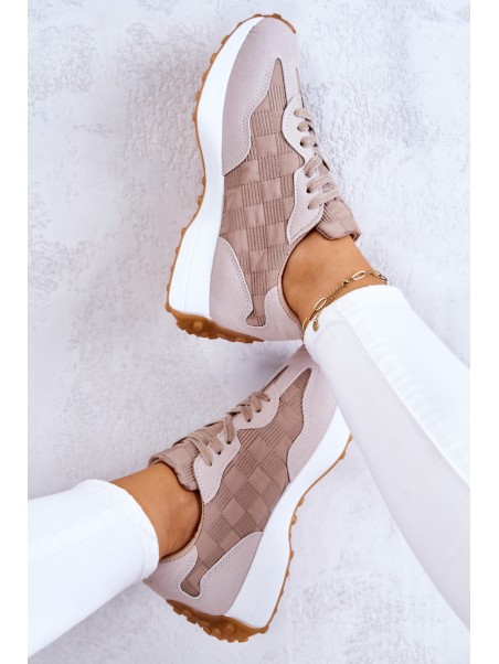 Classic Sports Shoes Tied Beige Patrice