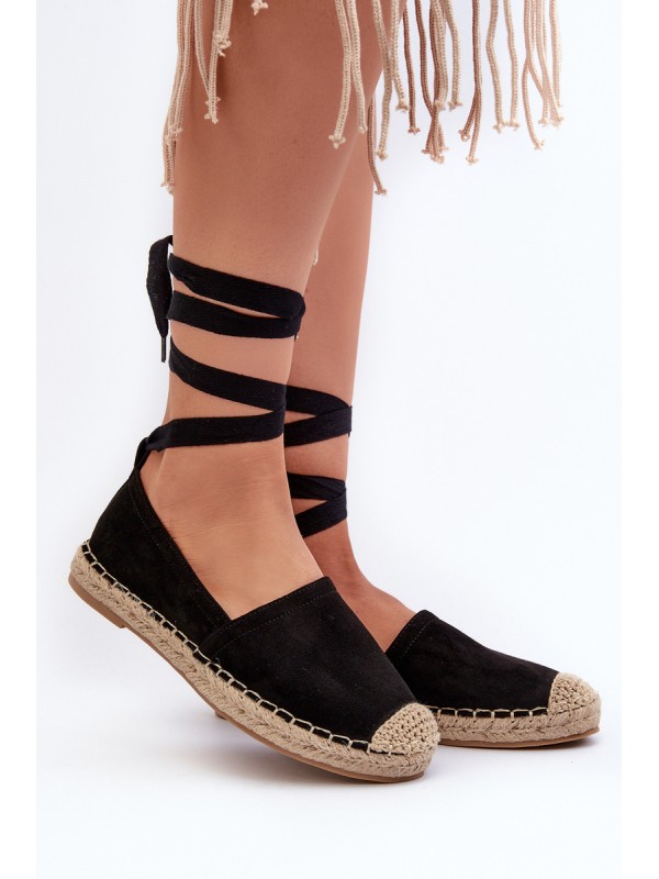 Tied Suede Espadrilles Black Ismanne