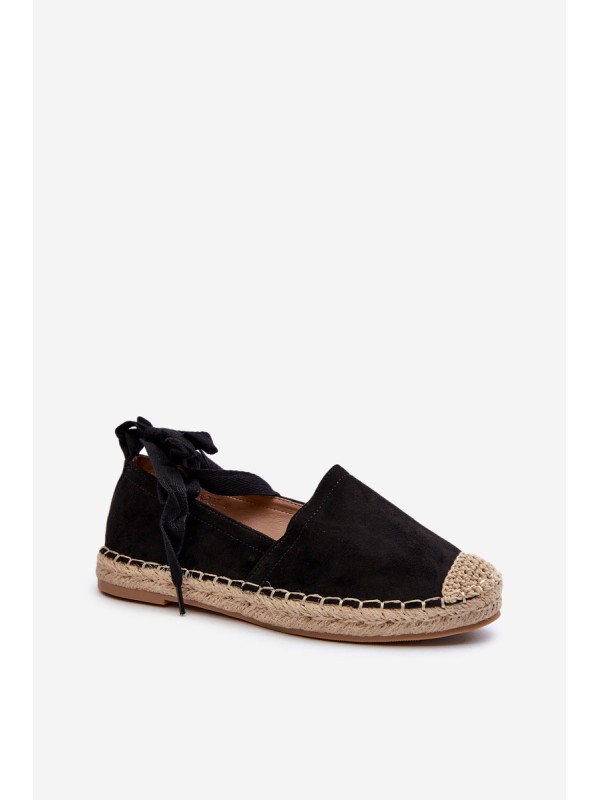 Tied Suede Espadrilles Black Ismanne